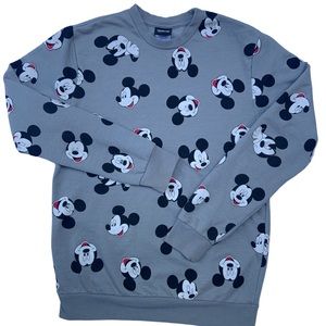 Disney Mickey Mouse All Over Print Light Gray Pullover Sweater Size M Adult